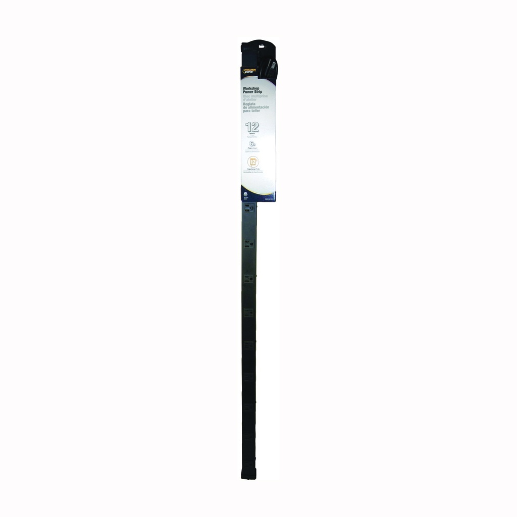Power Strip 12 Outlet 4ft w/6ft Cord Black