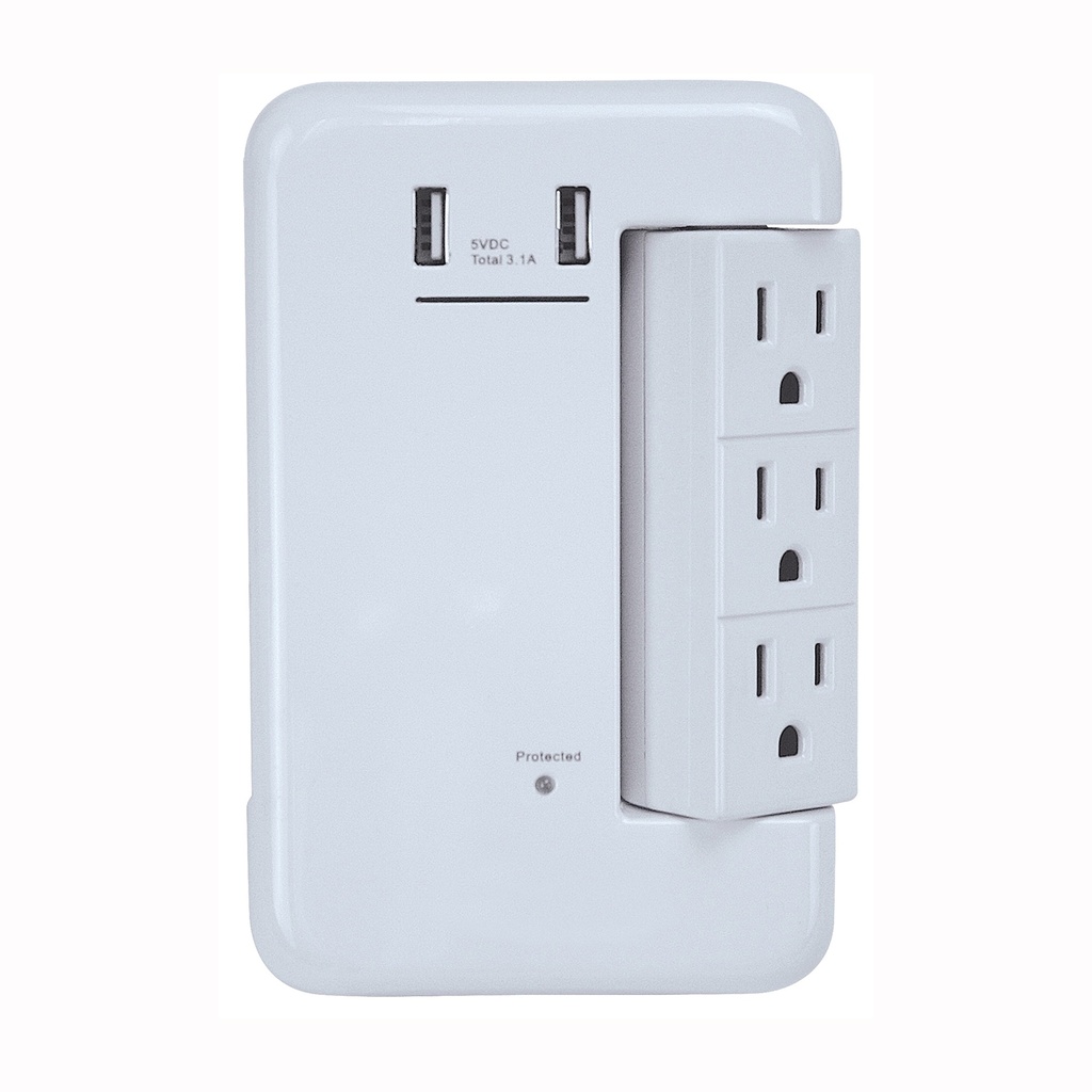 USB Charger 6-Outlet Surge Protector 1200Joule