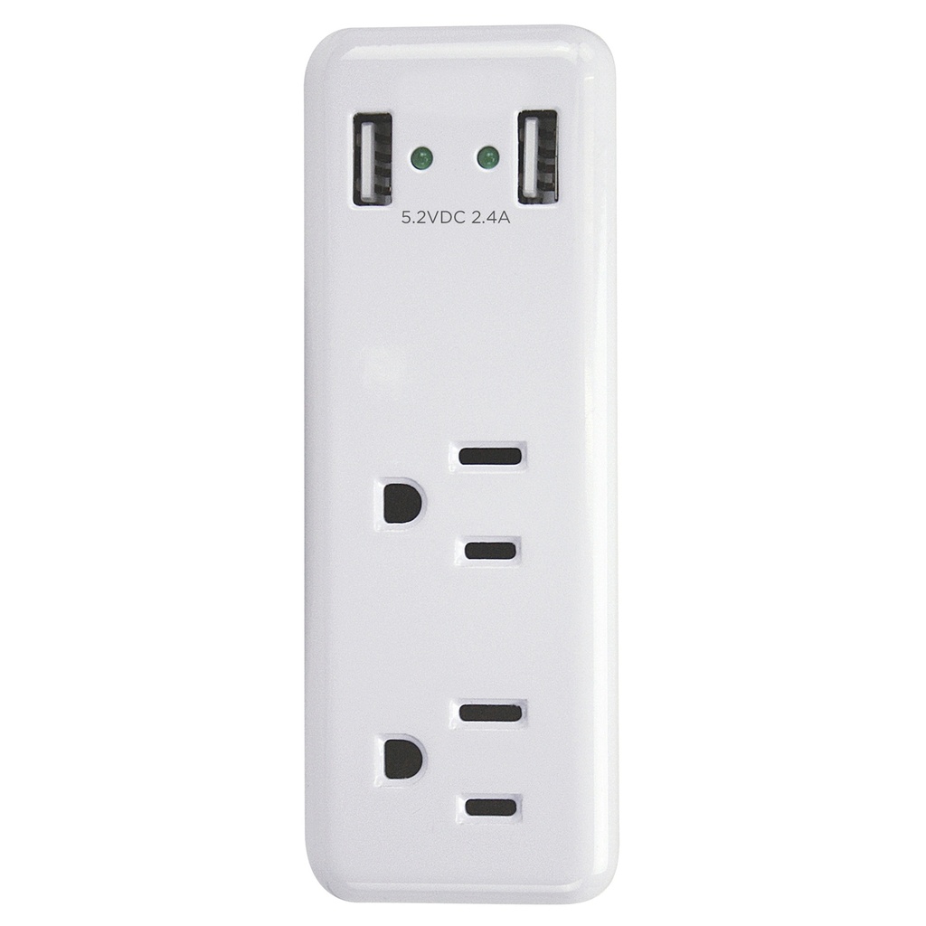 USB Charger 2-Outlet 2.4A White