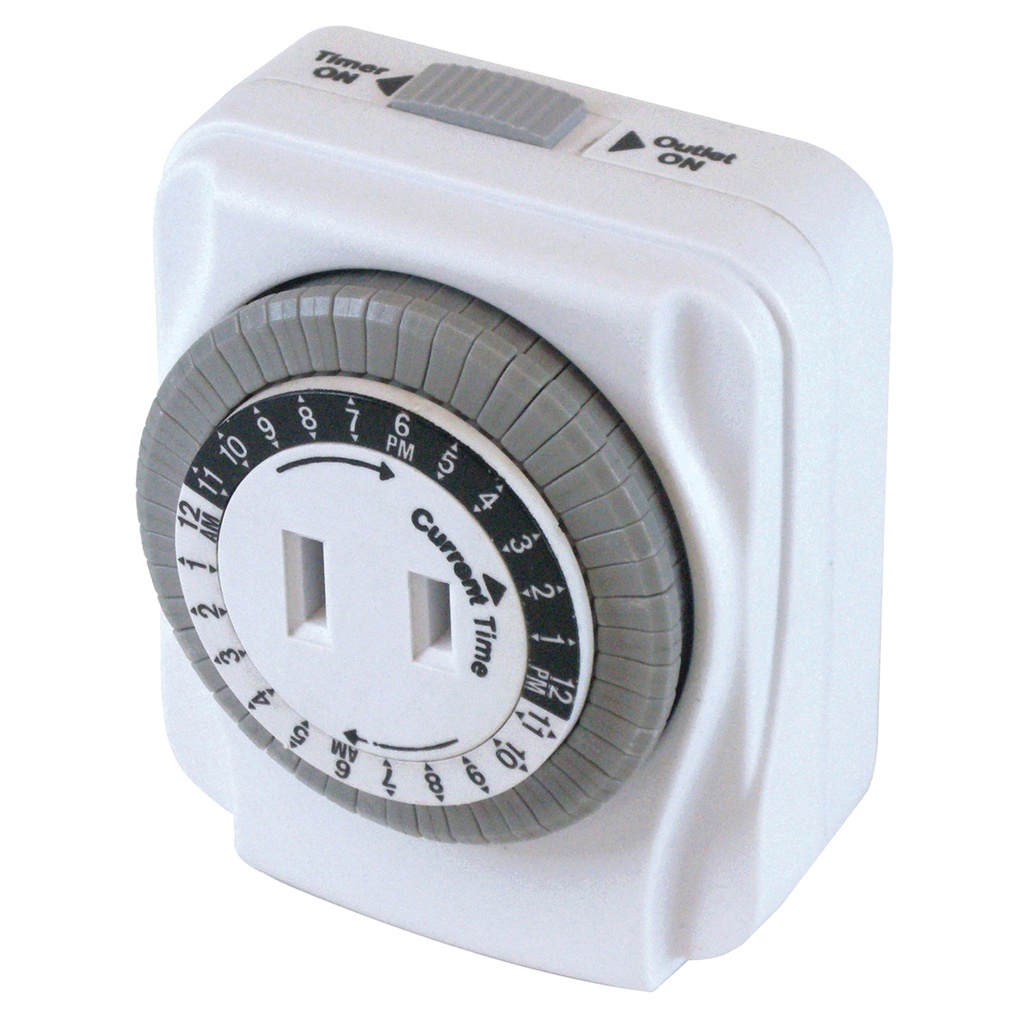 Mechanical Timer 1 Outlet Indoor 24hr Pass Through White