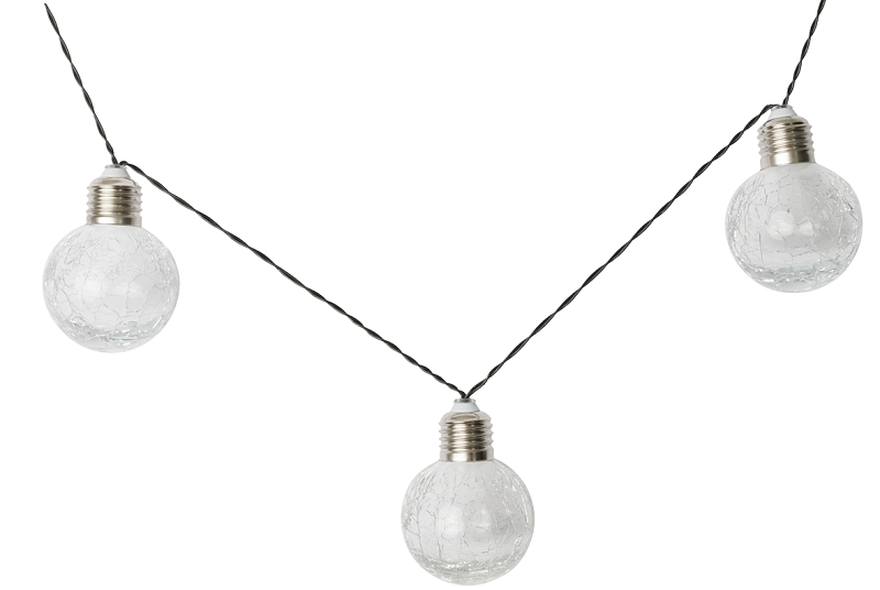 Solar Light String 10 Light Crackle Glass  