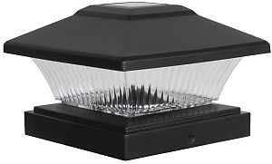 Solar Light Post Cap Black Plastic 4 Lumens 2pk