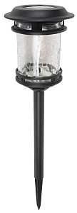 Solar Light Stake Crackle Glass Black Plastic/Glass 10 Lumens