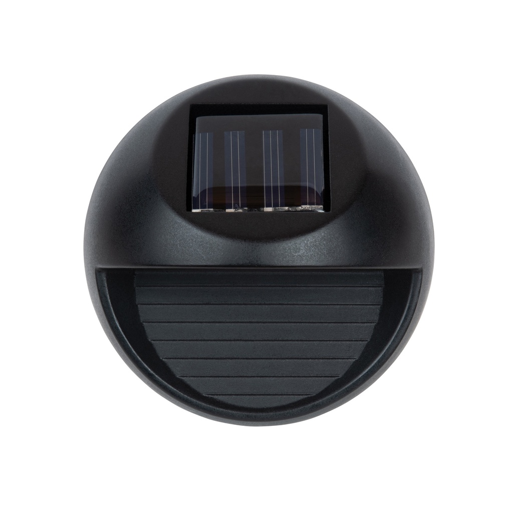 Solar Light Wedge Round Black Plastic 6 Lumens 2pk