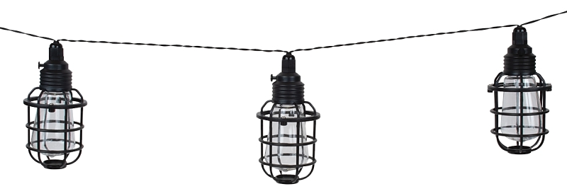 Solar Light String 10 Light Black Lantern  
