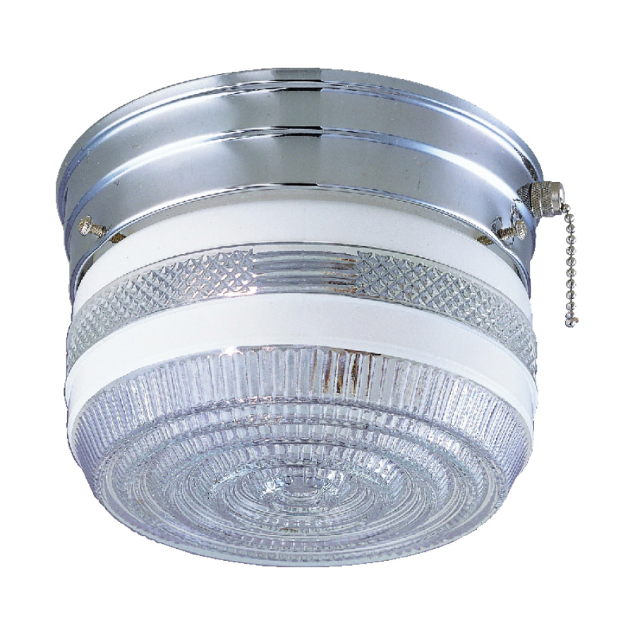 Ceiling Fixture Chrome Clear/White Prismatic Glass 1 Light 6-3/4"