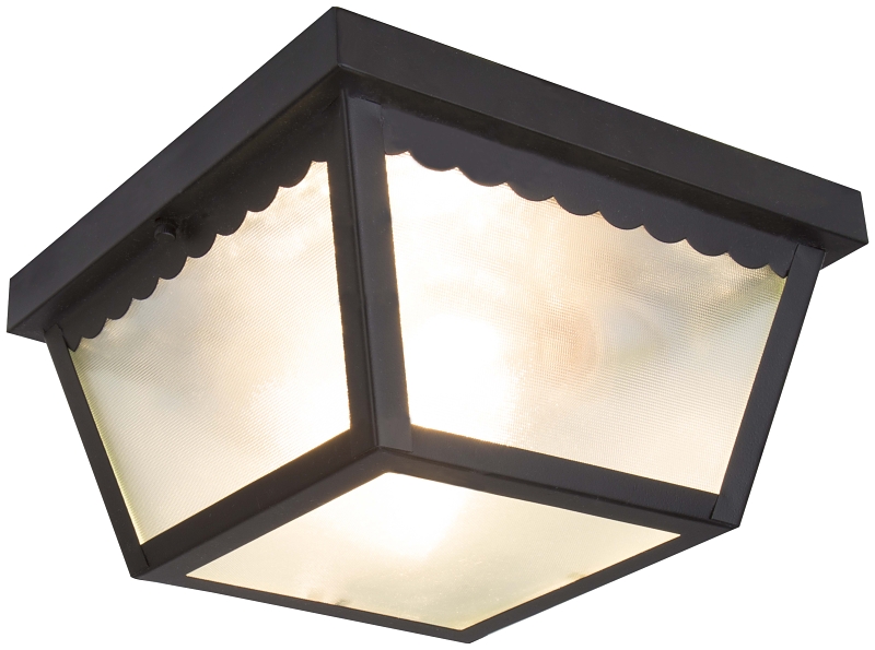 Outdoor Porch Light 2 Bulb Black Flush Mount