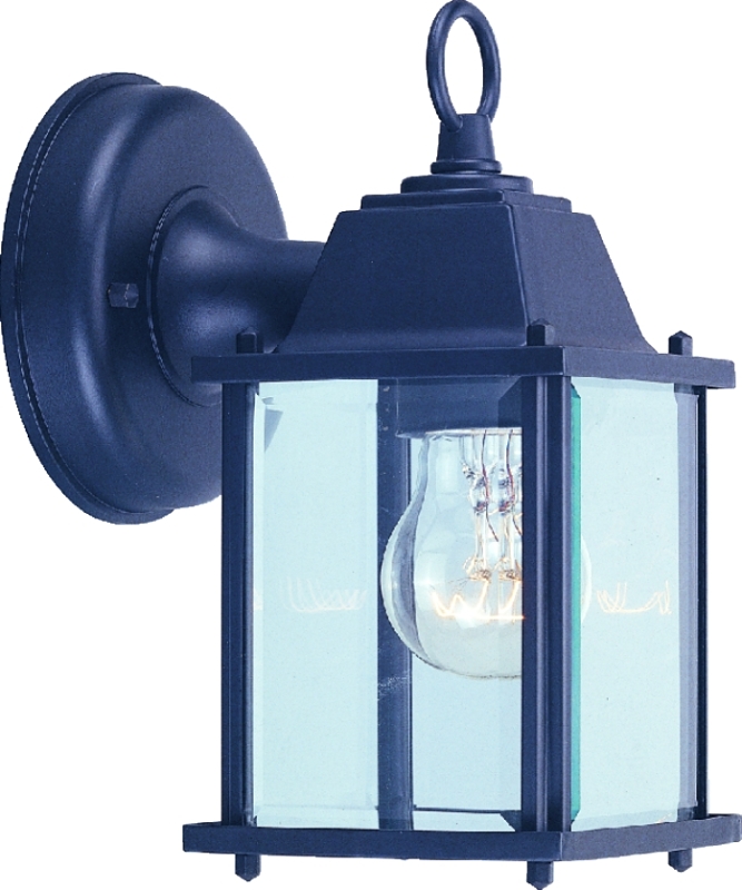 Oudoor Wall Light Black Clear Beveled Glass Panels