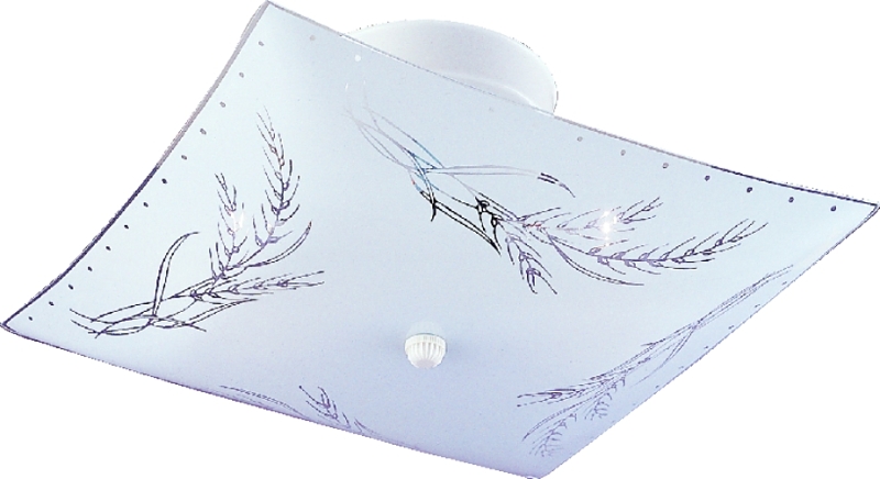 Ceiling Fixture 2 Light Square White Wheat Pattern Glass