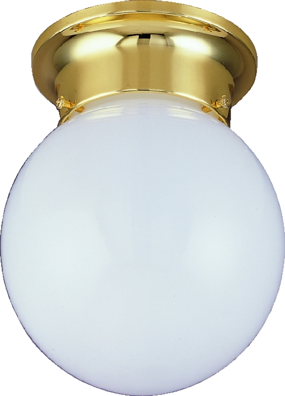 Ceiling Fixture 1 Light Polished Brass Opal Glass 5-7/8"