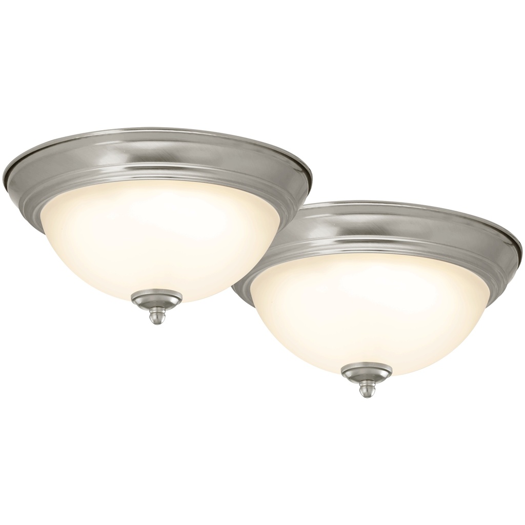 Ceiling Fixture LED Brushed Nickel 11" 3000K 1100 Lumens 2pk