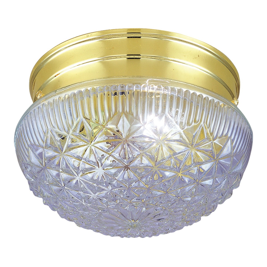 Ceiling Fixture 1 Light Polished Brass Clear Faceted Glass 7-1/2"