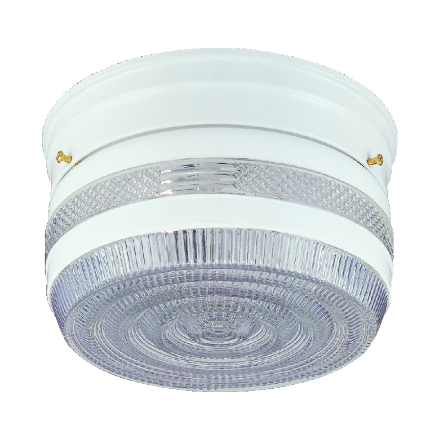 Ceiling Fixture 2 Light White Clear & White Prismatic Glass 8-3/4"