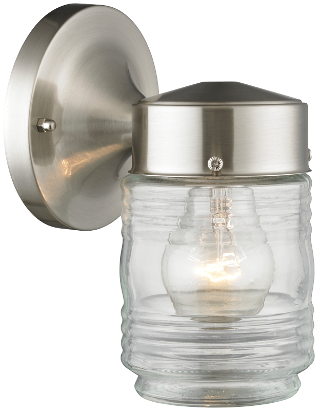 Oudoor Wall Light Jelly Jar Brushed Nickel
