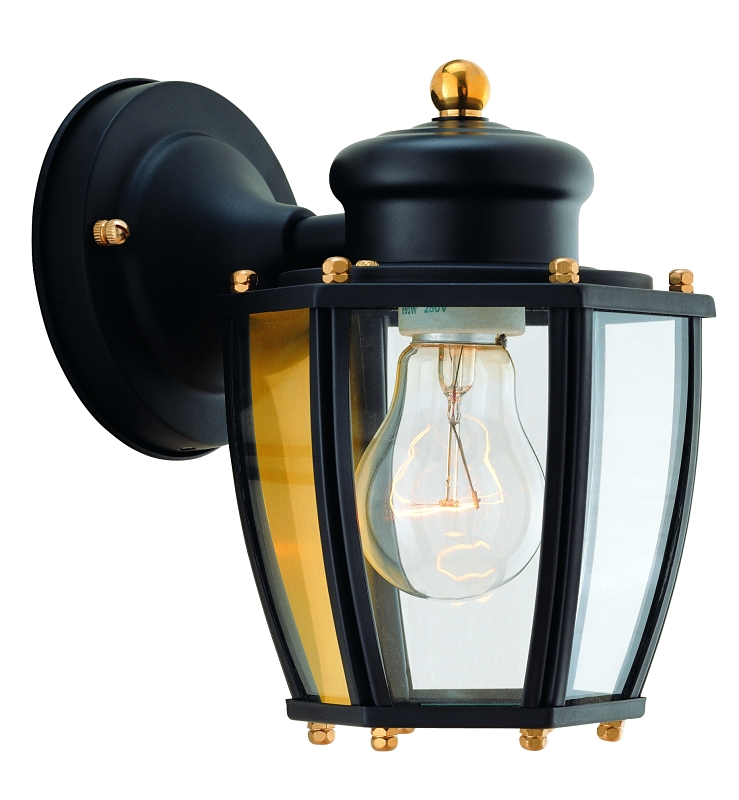 Oudoor Wall Light Black Clear Glass Panels