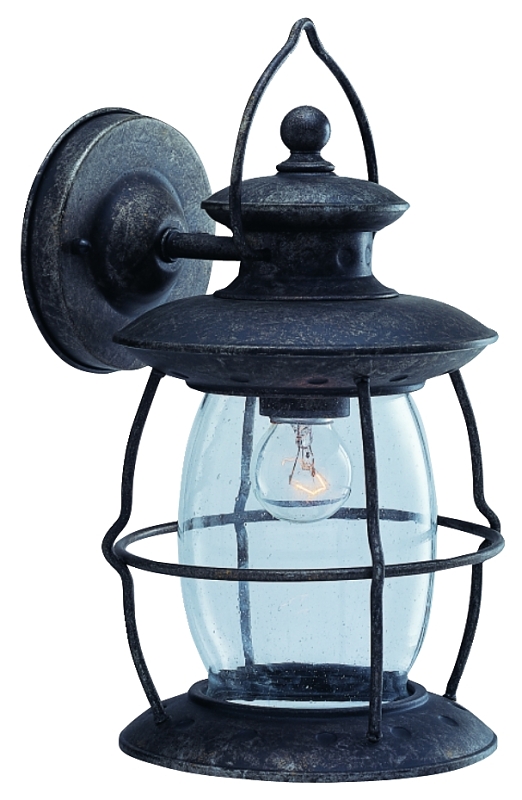 Oudoor Wall Light Misty Pewter Clear Seeded Glass