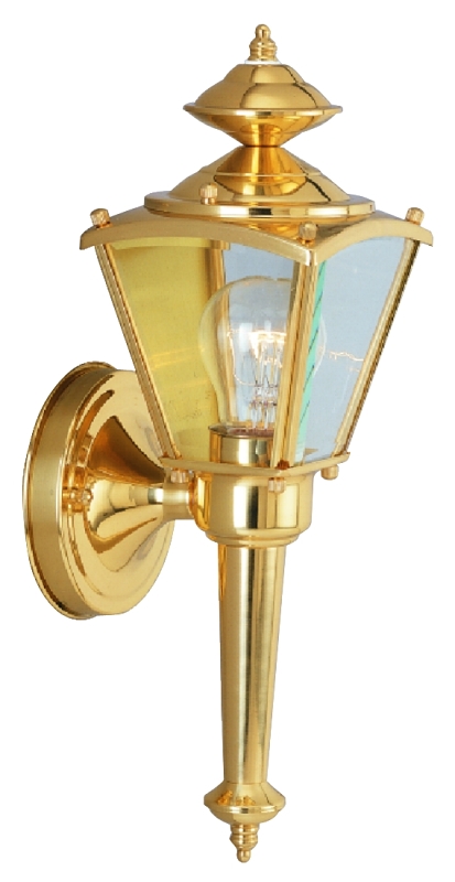 Oudoor Wall Light Polished Brass Clear Beveled Glass