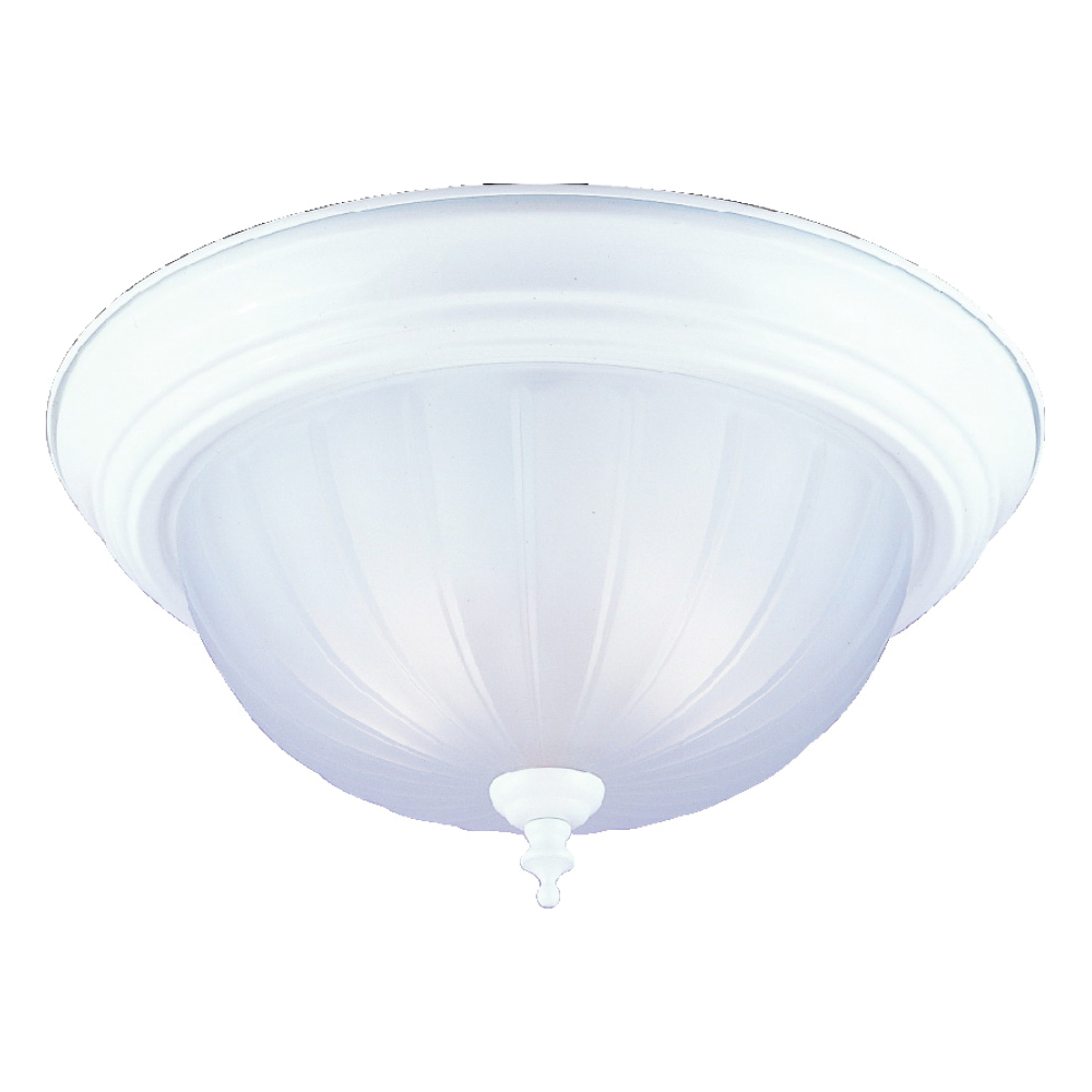 Ceiling Fixture White 2 Light 13" Frosted Melon Glass