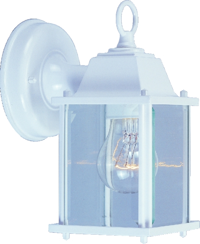 Oudoor Wall Light White Lantern Clear Beveled Glass