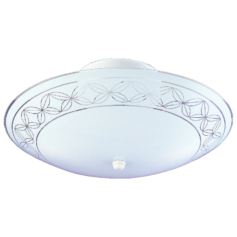 Ceiling Fixture 2 Light White Scroll Design Glass Shade
