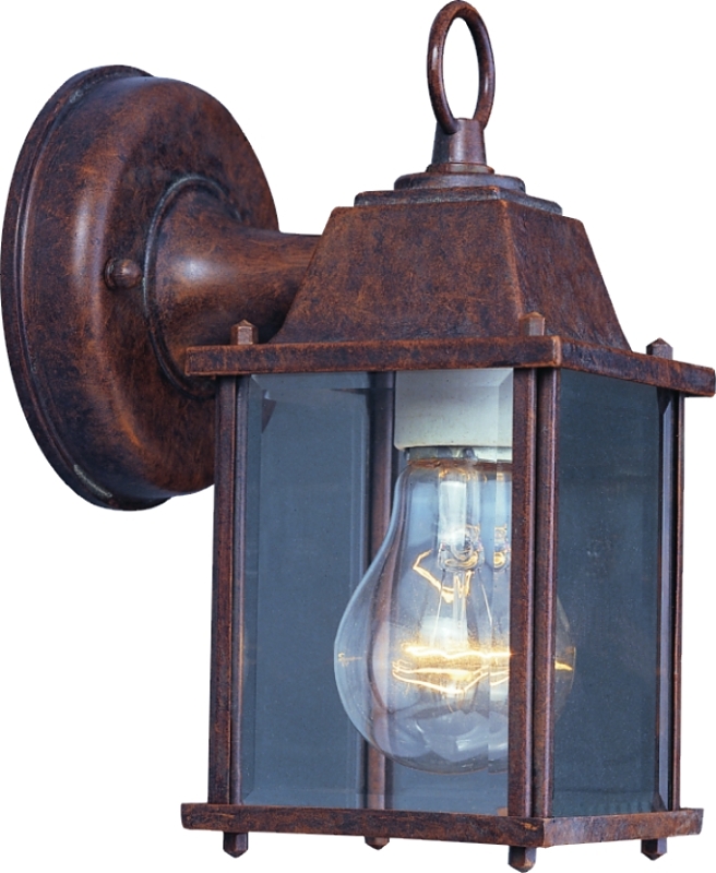 Oudoor Wall Light Rustic Brown 1 Light Clear Beveled Glass Panels