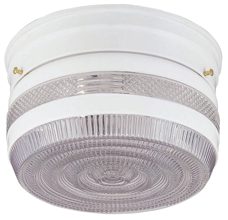 Ceiling Fixture 1 Light White Clear/White Prismatic Glass 6-3/4"