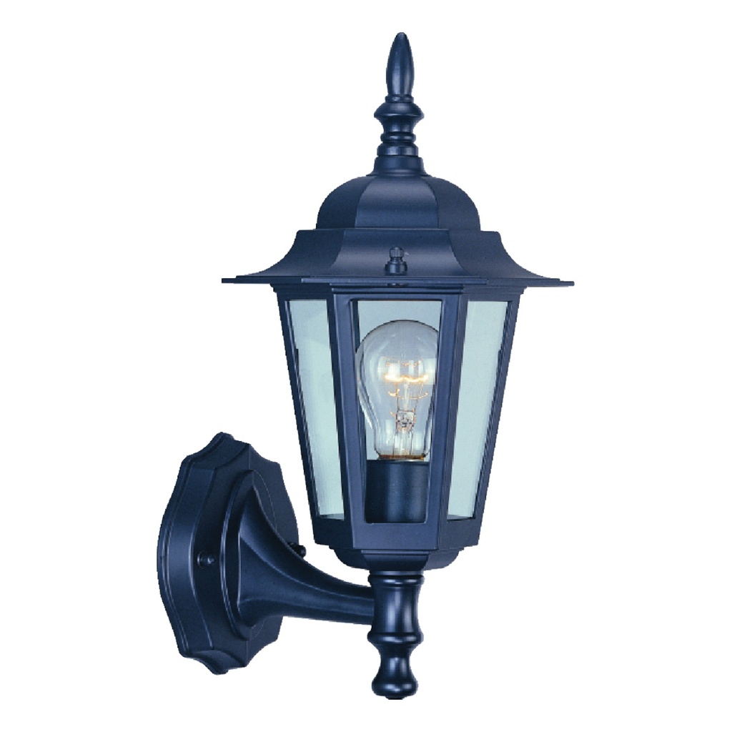 Outdoor Wall Lantern Black Clear Glass