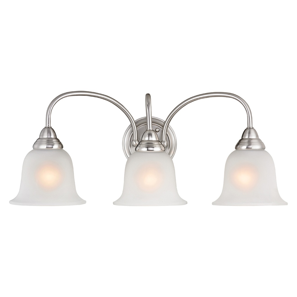 Vanity Wall Light 3 Light Brushed Nickel Frosted Glass  