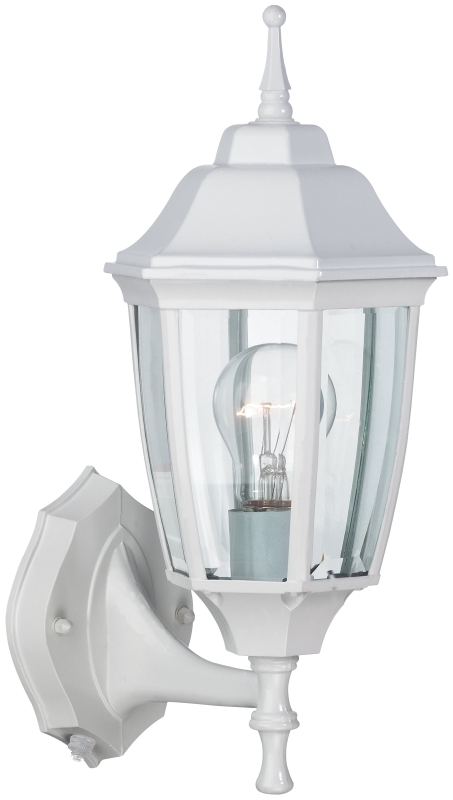 Oudoor Wall Light White Dusk to Dawn Bent Beveled Glass