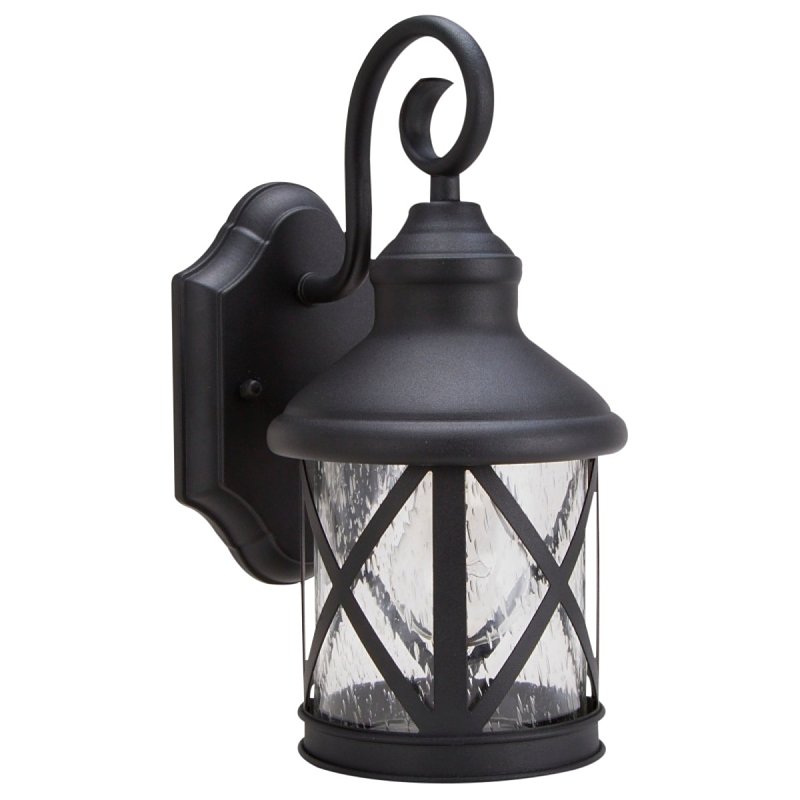 Oudoor Wall Light Black Clear Seeded Glass