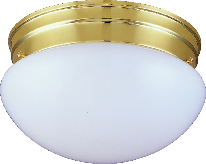 Ceiling Fixture 2 Light Polished Brass Opal Glass