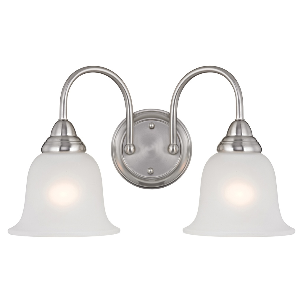 Vanity Wall Light 2 Light Brushed Nickel Frosted Glass  