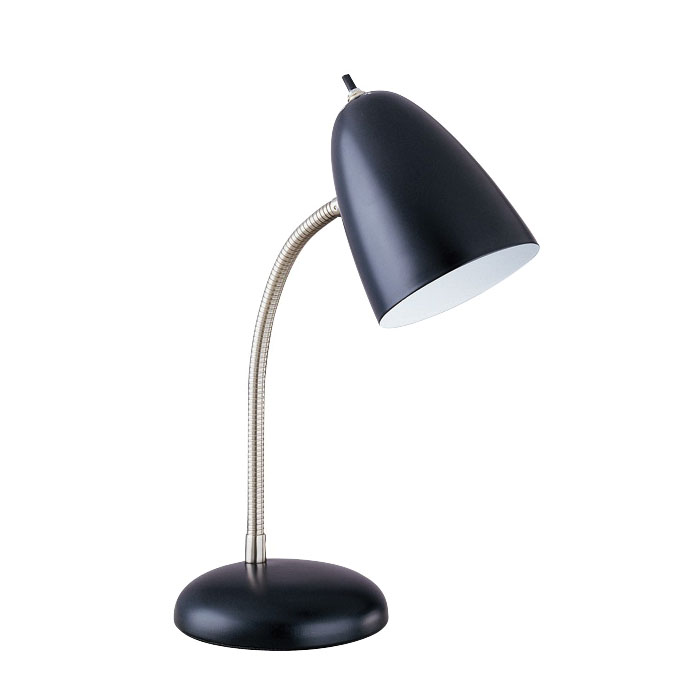 Desk Lamp Black Flexible Metal Shade 1 Bulb