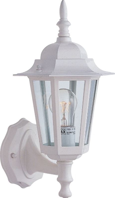 Oudoor Wall Light White Lantern Clear Glass Panels