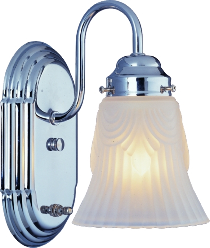 Vanity Wall Light Chrome Frosted Pleated Glass