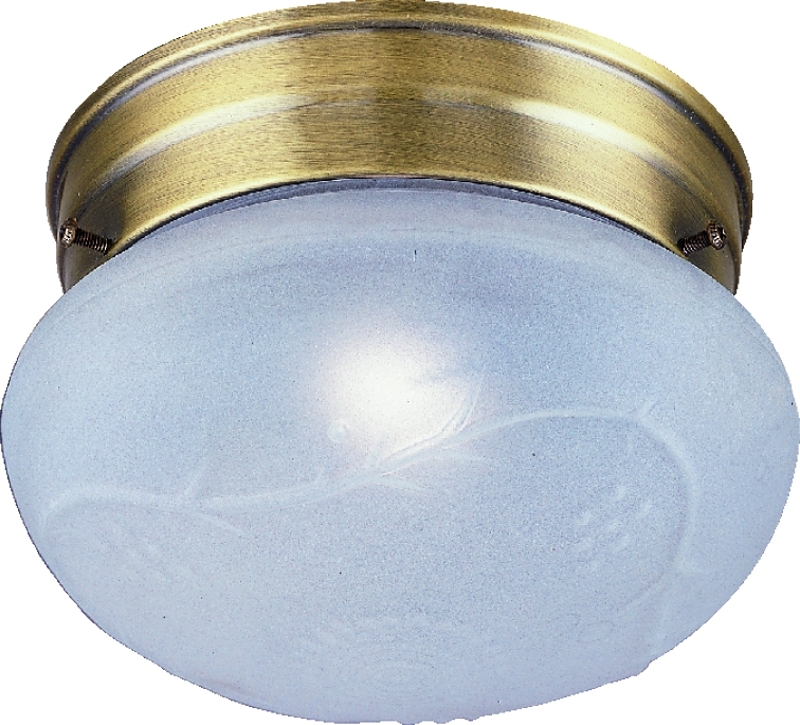 Ceiling Fixture 1 Light Antique Brass Opal Glass