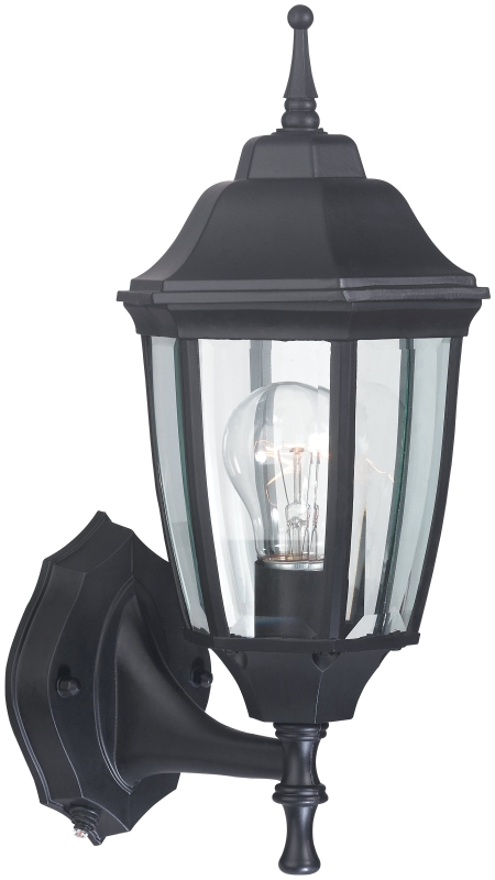 Oudoor Wall Light Black Dusk to Dawn Bent Beveled Glass