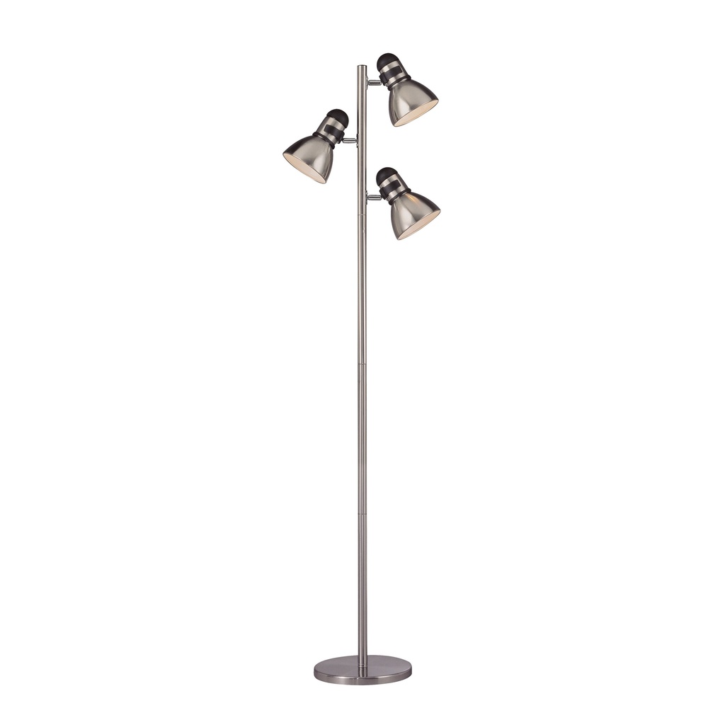 Floor Lamp Tree 3 Light Satin Nickel Adjustable Metal Shades