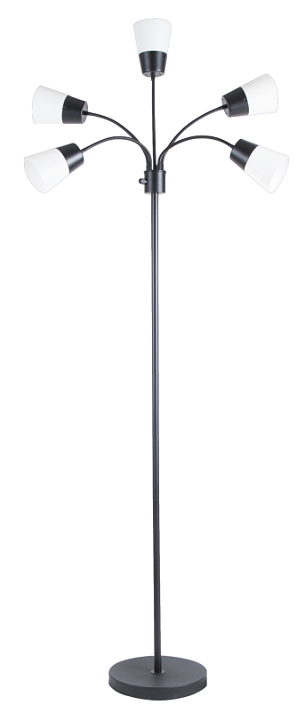 Floor Lamp LED 5 Heads Black 1500 Lumens 3000K  