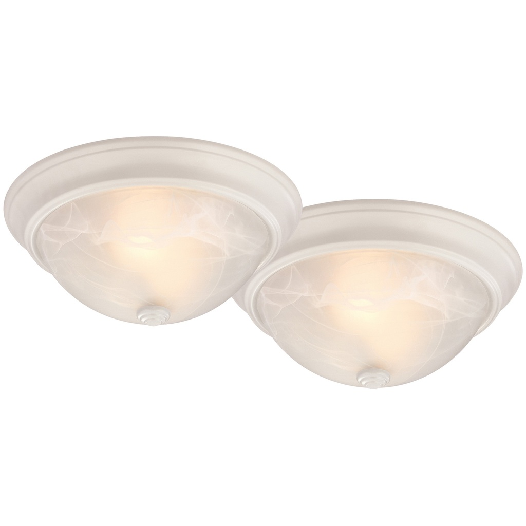 Ceiling Fixture White 13" Alabaster Glass 2pk