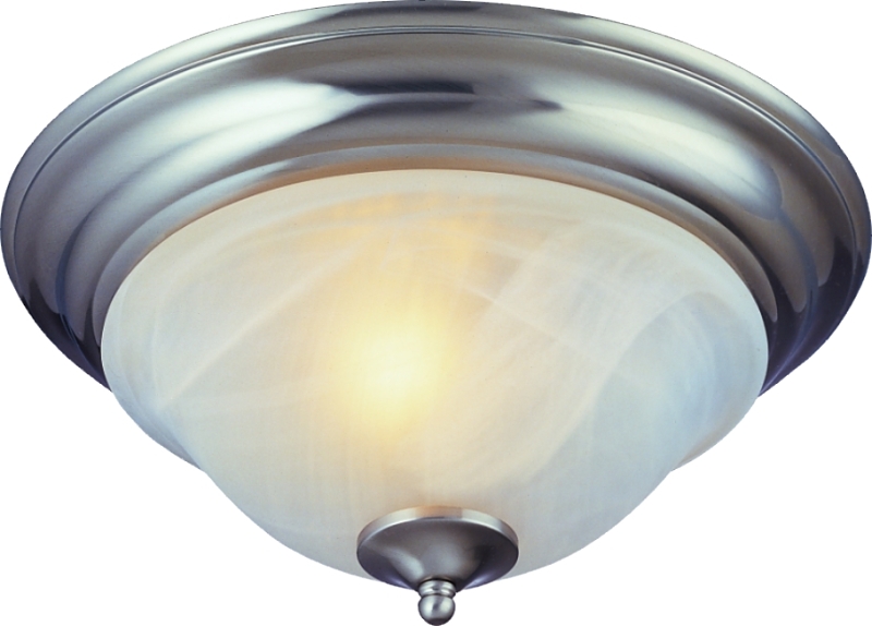 Ceiling Fixture 2 Light 13" Brushed Nickel Alabaster Glass