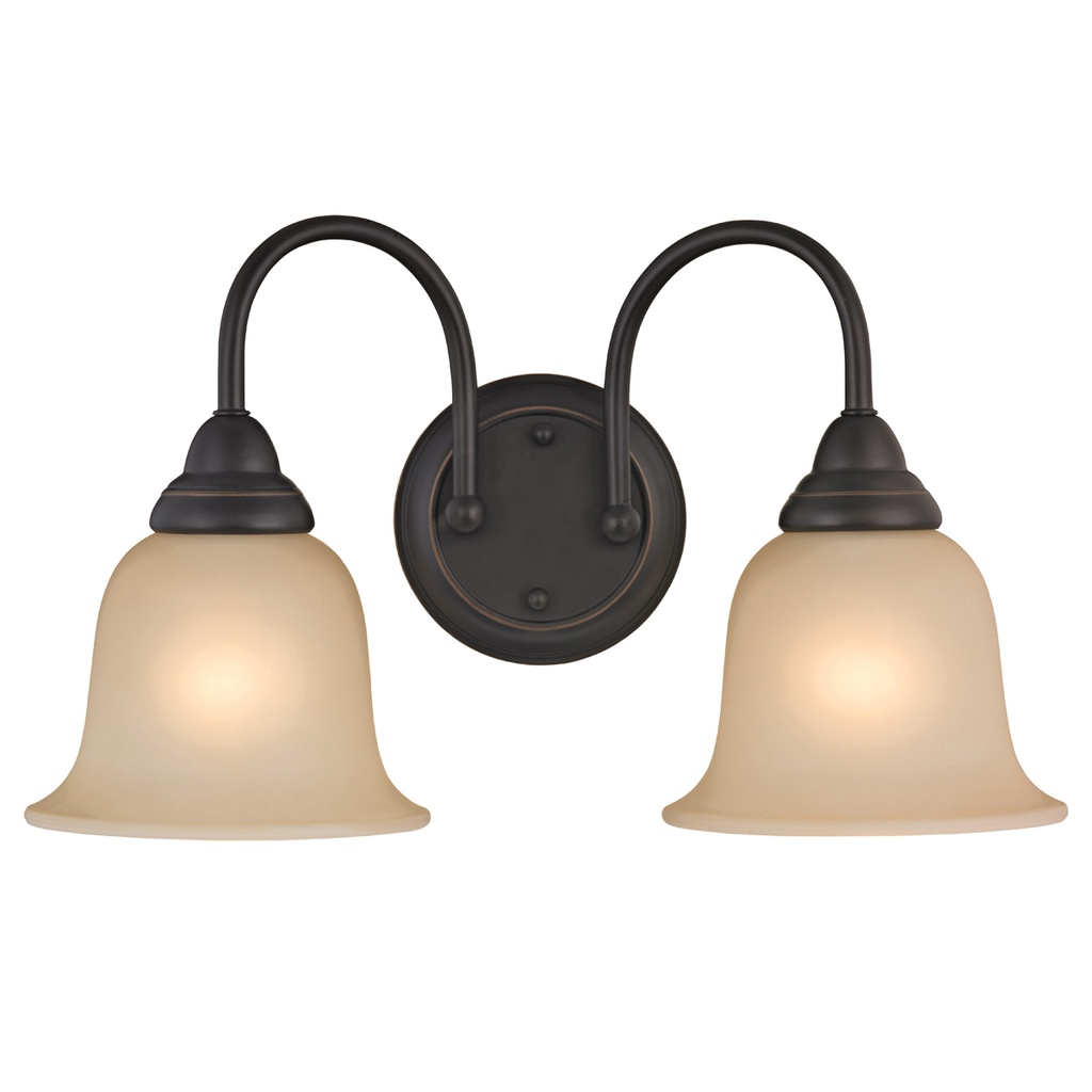 Vanity Wall Light 2 Light Venetian Bronze Amber Glass  
