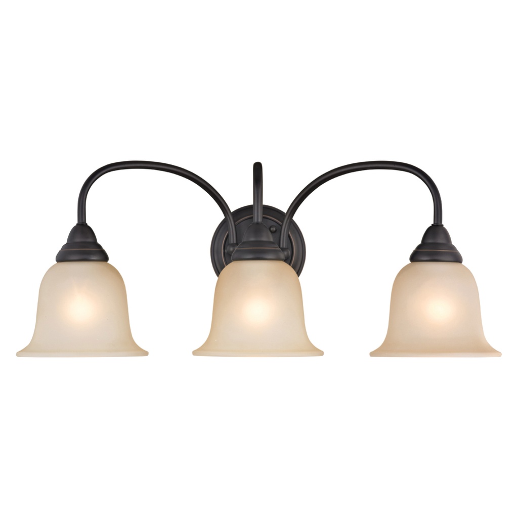 Vanity Wall Light 3 Light Venetian Bronze Amber Glass  