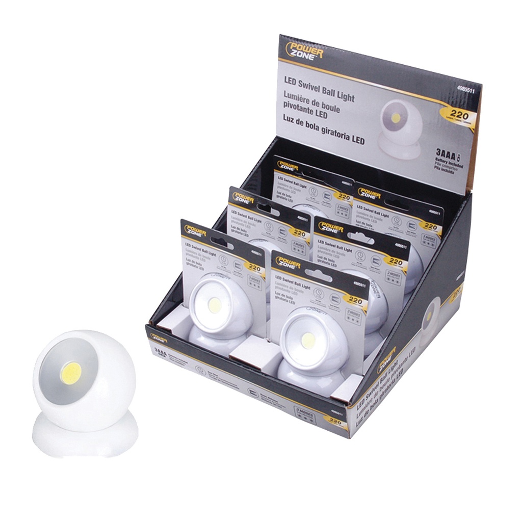 Swivel Ball Light LED 220 Lumens 3AAA White