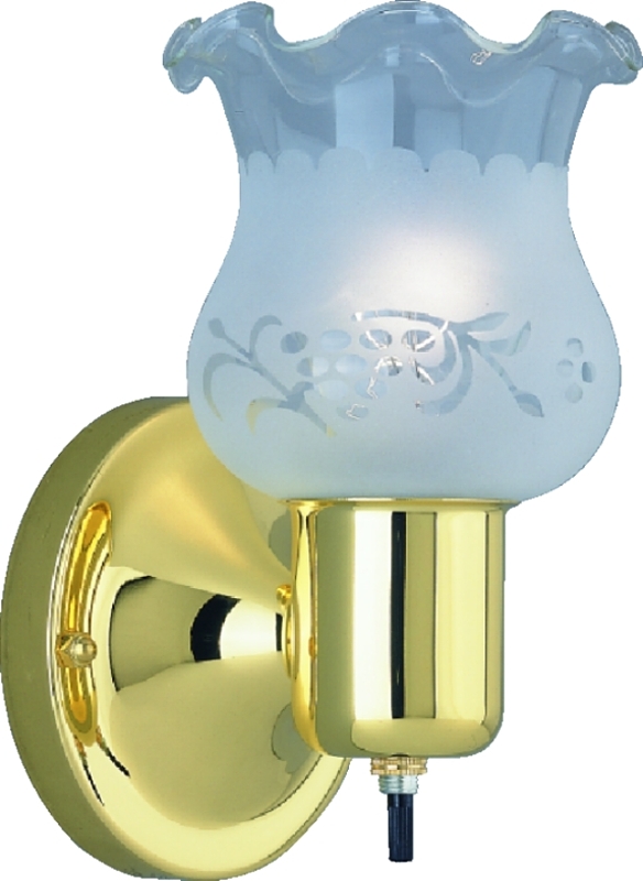 Wall Light Polished Brass Frosted Grape Glass