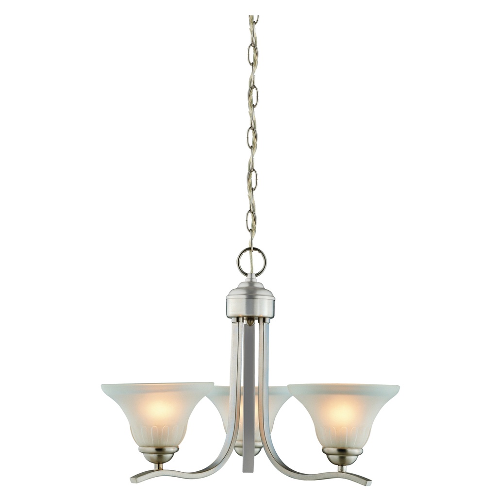 Chandelier 3 Light Brushed Nickel 1 Tier  