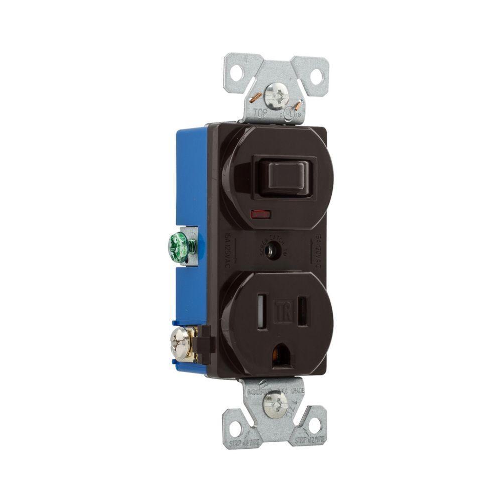 Switch/Receptacle 15A Brown