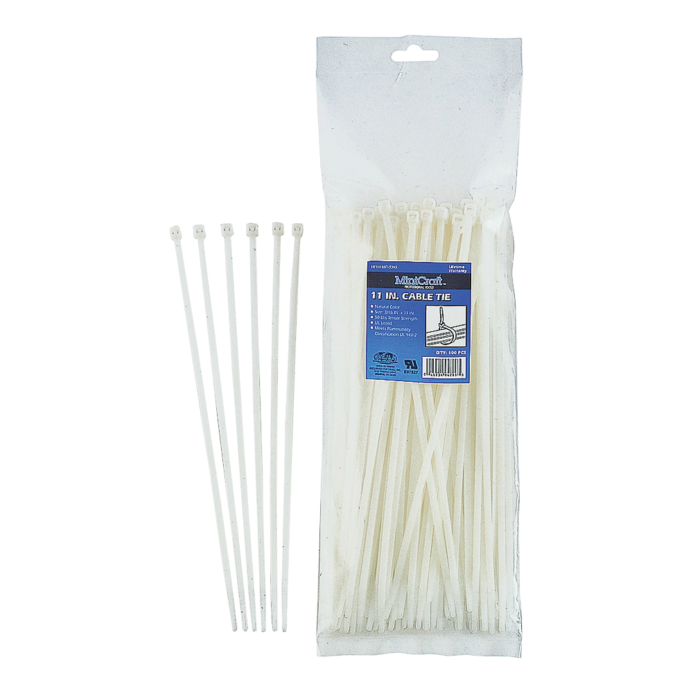 Cable Tie Clear 11" 50lb PK100