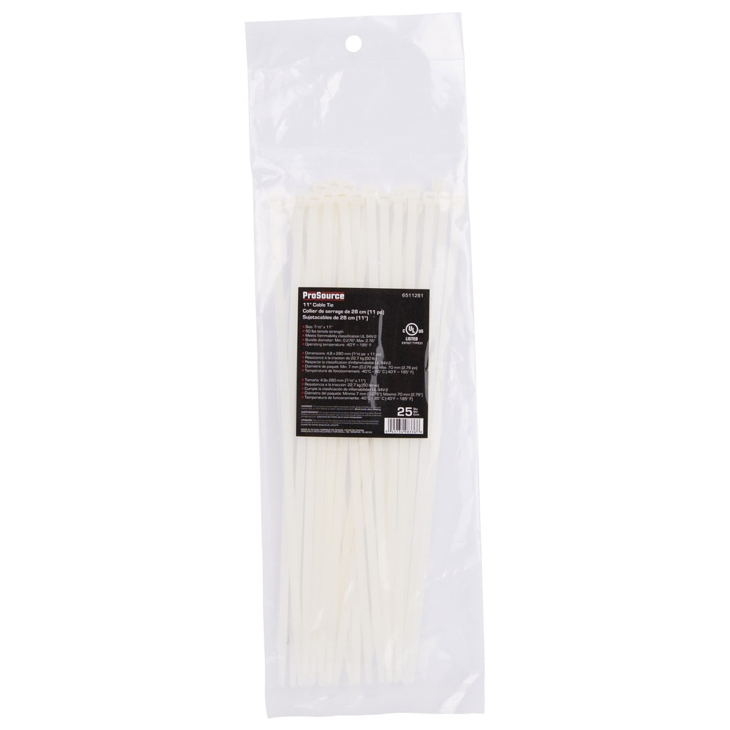 Cable Tie Clear 11" 50lb PK25