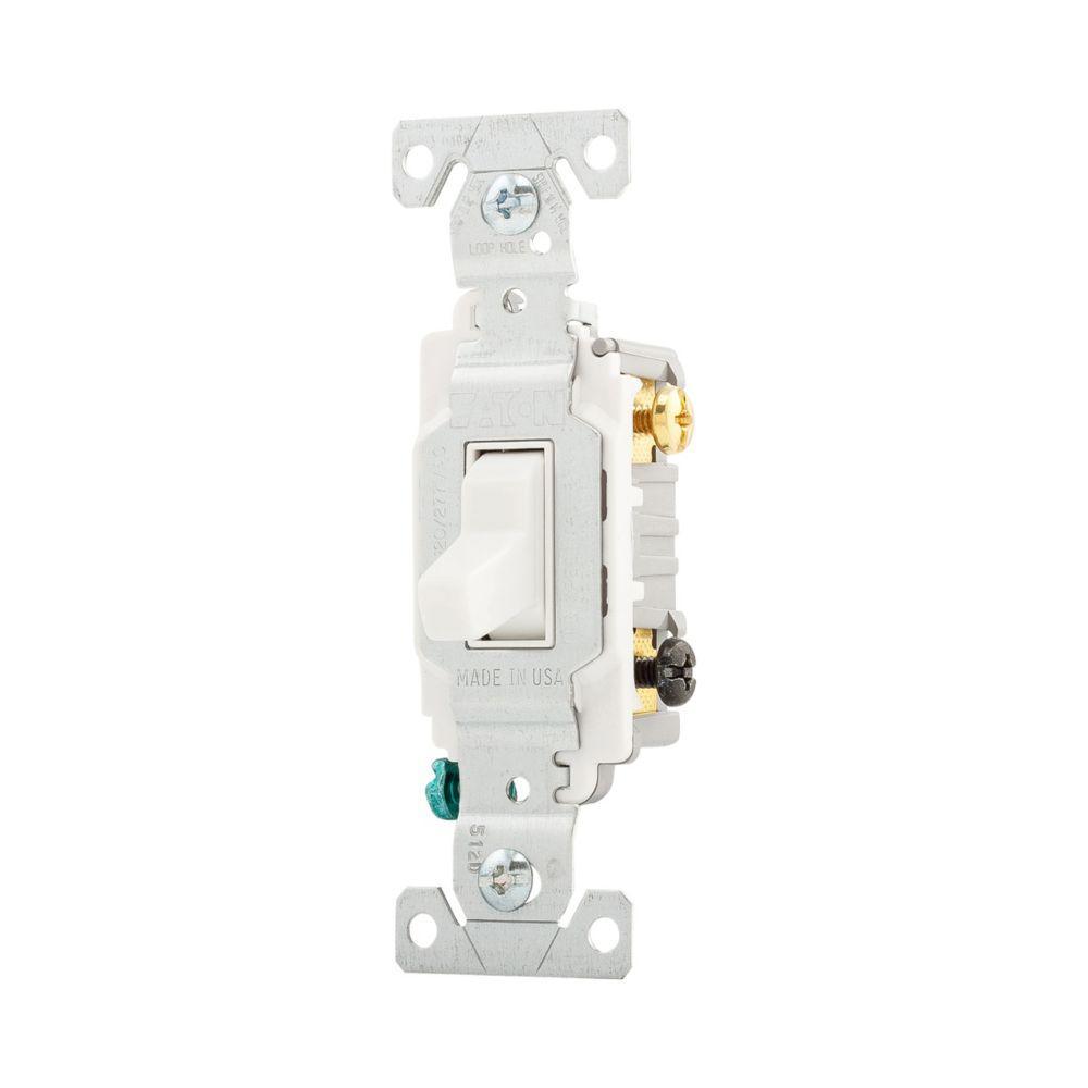 Switch Toggle 15A 3-Way White